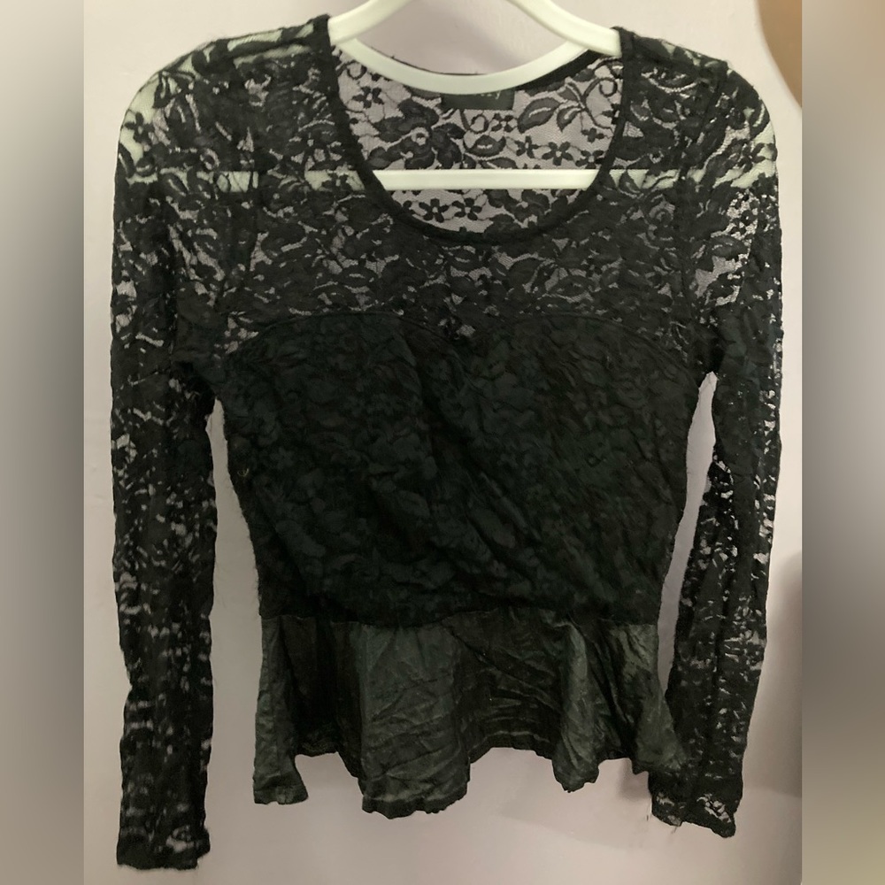 Poetry Black Lace Peplum Blouse
